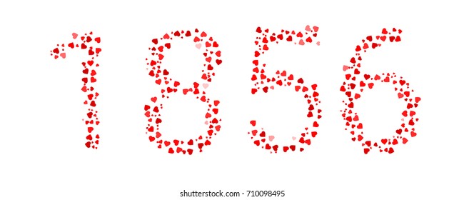 Abstract Year 1856 Made Of Red Hearts