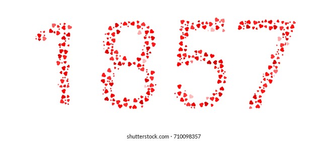 Abstract Year 1857 Made Of Red Hearts