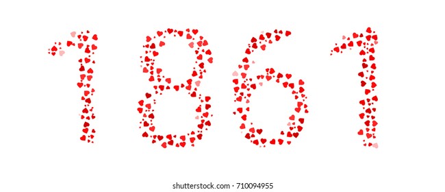 Abstract Year 1861 Made Of Red Hearts