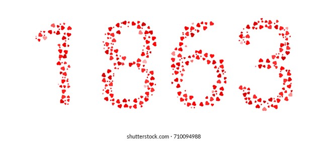 Abstract Year 1863 Made Of Red Hearts