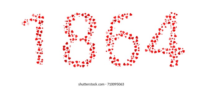 Abstract Year 1864 Made Of Red Hearts