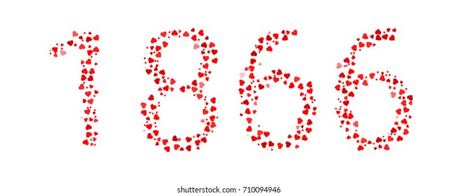 Abstract Year 1866 Made Of Red Hearts
