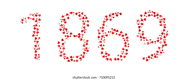 Abstract Year 1869 Made Of Red Hearts