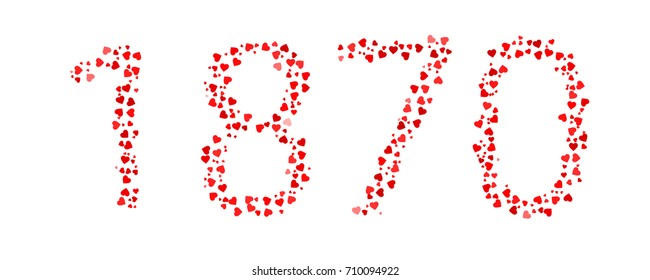 Abstract Year 1870 Made Of Red Hearts