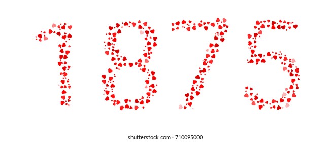 Abstract Year 1875 Made Of Red Hearts