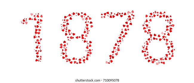 Abstract Year 1878 Made Of Red Hearts