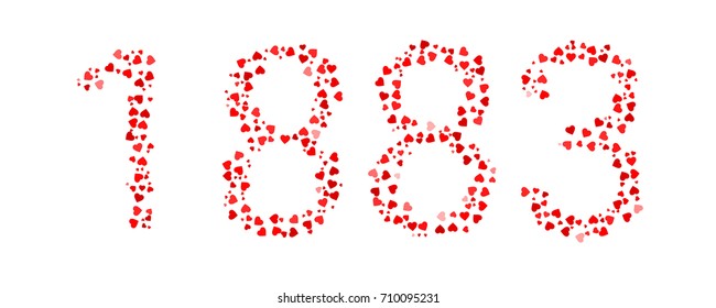 Abstract Year 1883 Made Of Red Hearts