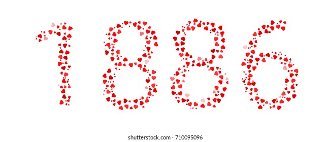 Abstract Year 1886 Made Of Red Hearts