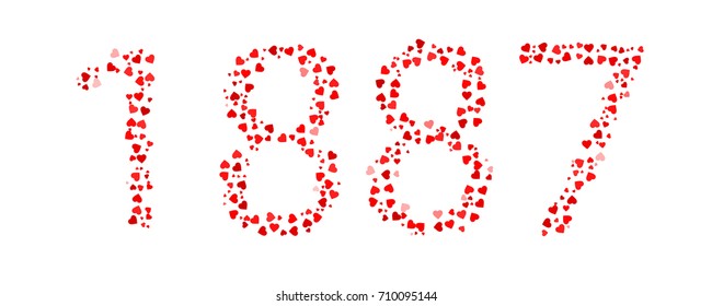 Abstract Year 1887 Made Of Red Hearts