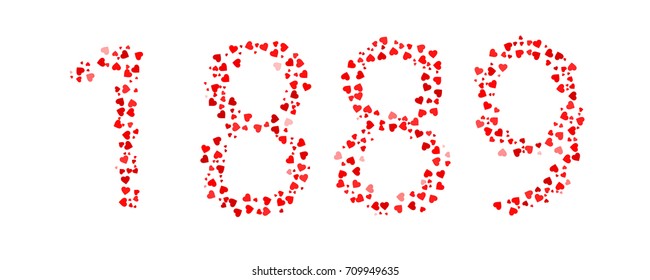 Abstract Year 1889 Made Of Red Hearts