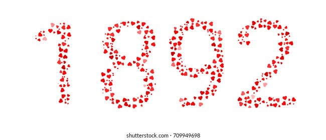 Abstract Year 1892 Made Of Red Hearts
