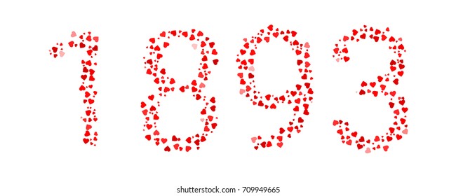 Abstract Year 1893 Made Of Red Hearts