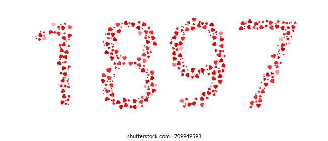 Abstract Year 1897 Made Of Red Hearts