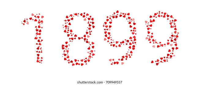 Abstract Year 1899 Made Of Red Hearts