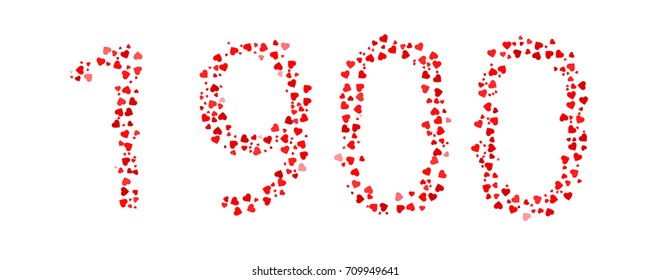 Abstract Year 1900 Made Of Red Hearts