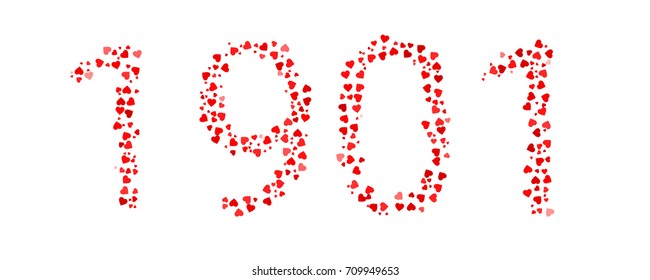 Abstract Year 1901 Made Of Red Hearts