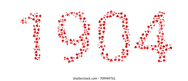Abstract Year 1904 Made Of Red Hearts