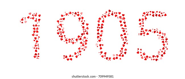 Abstract Year 1905 Made Of Red Hearts