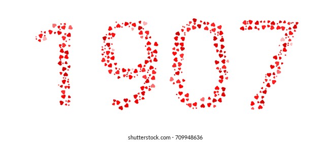 Abstract Year 1907 Made Of Red Hearts