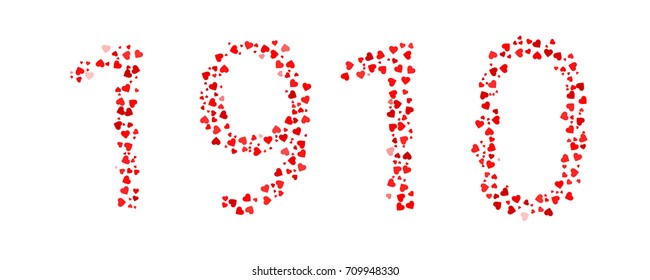 Abstract Year 1910 Made Of Red Hearts