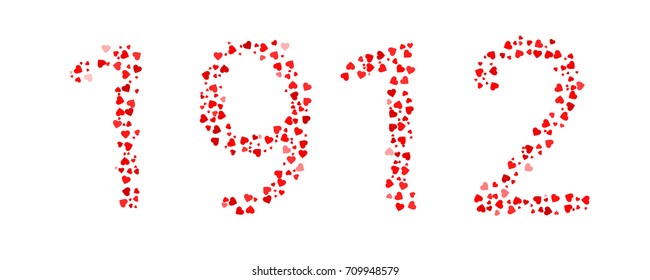 Abstract Year 1912 Made Of Red Hearts