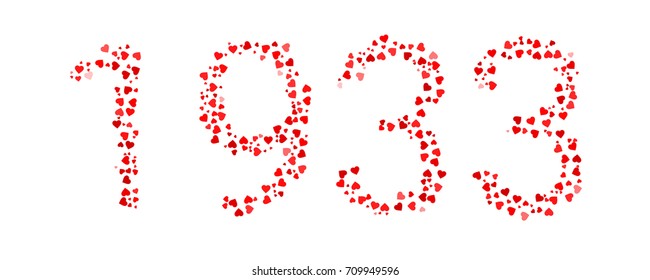Abstract Year 1933 Made Of Red Hearts
