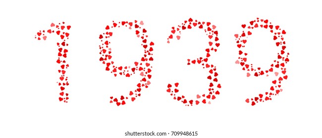 Abstract Year 1939 Made Of Red Hearts