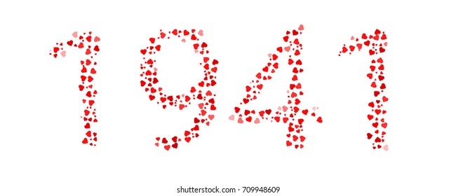 Abstract Year 1941 Made Of Red Hearts