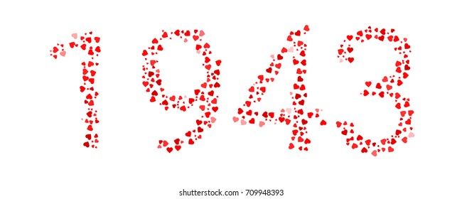 Abstract Year 1943 Made Of Red Hearts