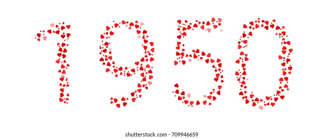 Abstract Year 1950 Made Of Red Hearts