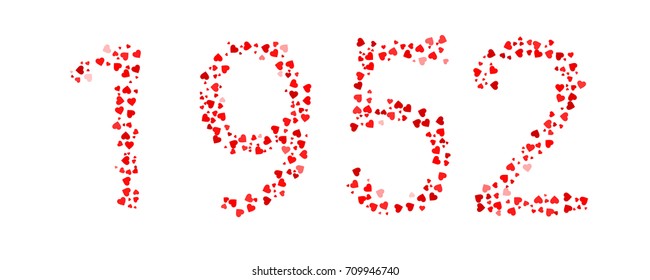 Abstract Year 1952 Made Of Red Hearts