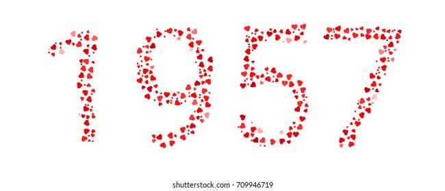 Abstract Year 1957 Made Of Red Hearts