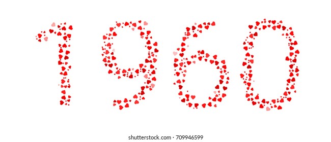 Abstract Year 1960 Made Of Red Hearts