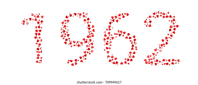 Abstract Year 1962 Made Of Red Hearts
