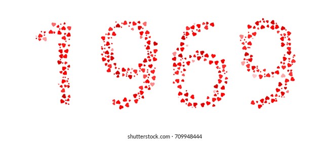 Abstract Year 1969 Made Of Red Hearts