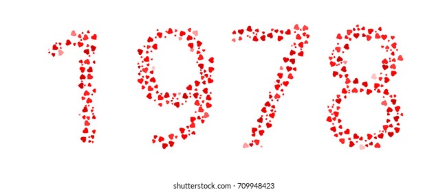 Abstract Year 1978 Made Of Red Hearts