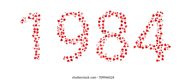 Abstract Year 1984 Made Of Red Hearts