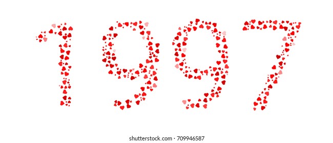 Abstract Year 1997 Made Of Red Hearts