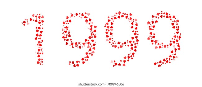 Abstract Year 1999 Made Of Red Hearts