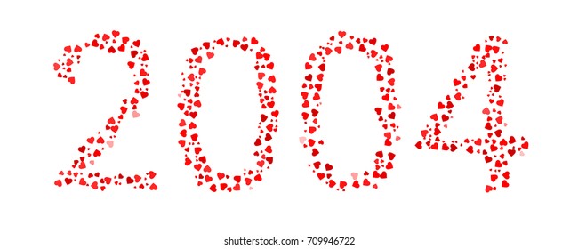 Abstract Year 2004 Made Of Red Hearts