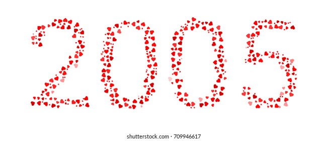 Abstract Year 2005 Made Of Red Hearts