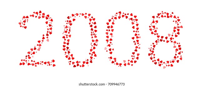 Abstract Year 2008 Made Of Red Hearts