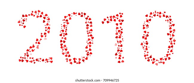 Abstract Year 2010 Made Of Red Hearts