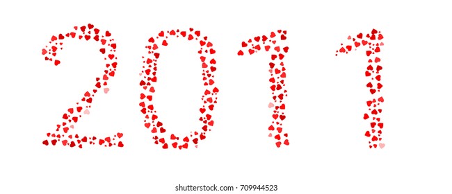 Abstract Year 2011 Made Of Red Hearts