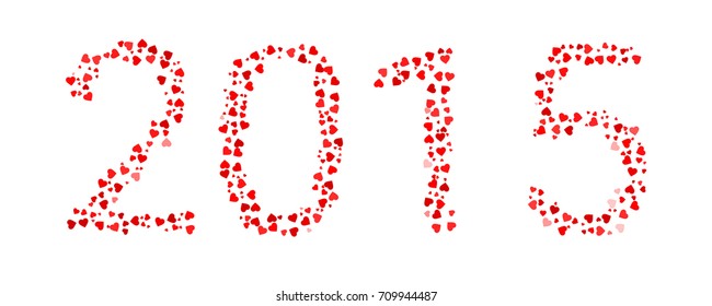 Abstract Year 2015 Made Of Red Hearts