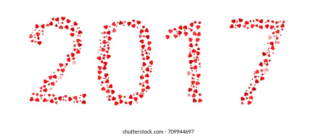 Abstract Year 2017 Made Of Red Hearts