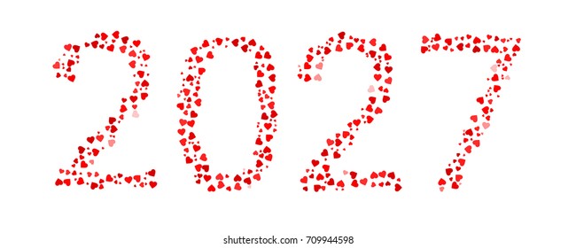 Abstract Year 2027 Made Of Red Hearts