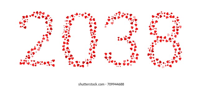 Abstract Year 2038 Made Of Red Hearts