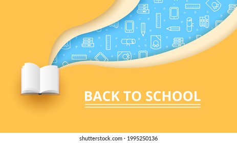 Abstract Yellow 1 September Back To School Education Student Icons Knowledge Day Background Vector Design Style For Poster Or Postcard