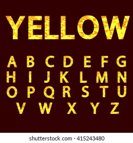 Abstract yellow alphabet, letters design, font style, template elements, vector